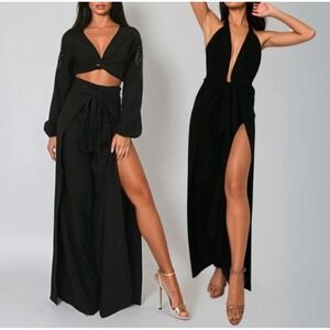 Baliawear Convertible Wrap Pants Jumpsuit Women Petite OS Black Resortwear